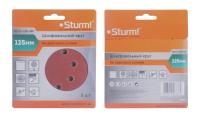 Круг шлифовальный Sturm! "под липучку", D 125 мм, зерн. 80, 8 отв., 5  шт